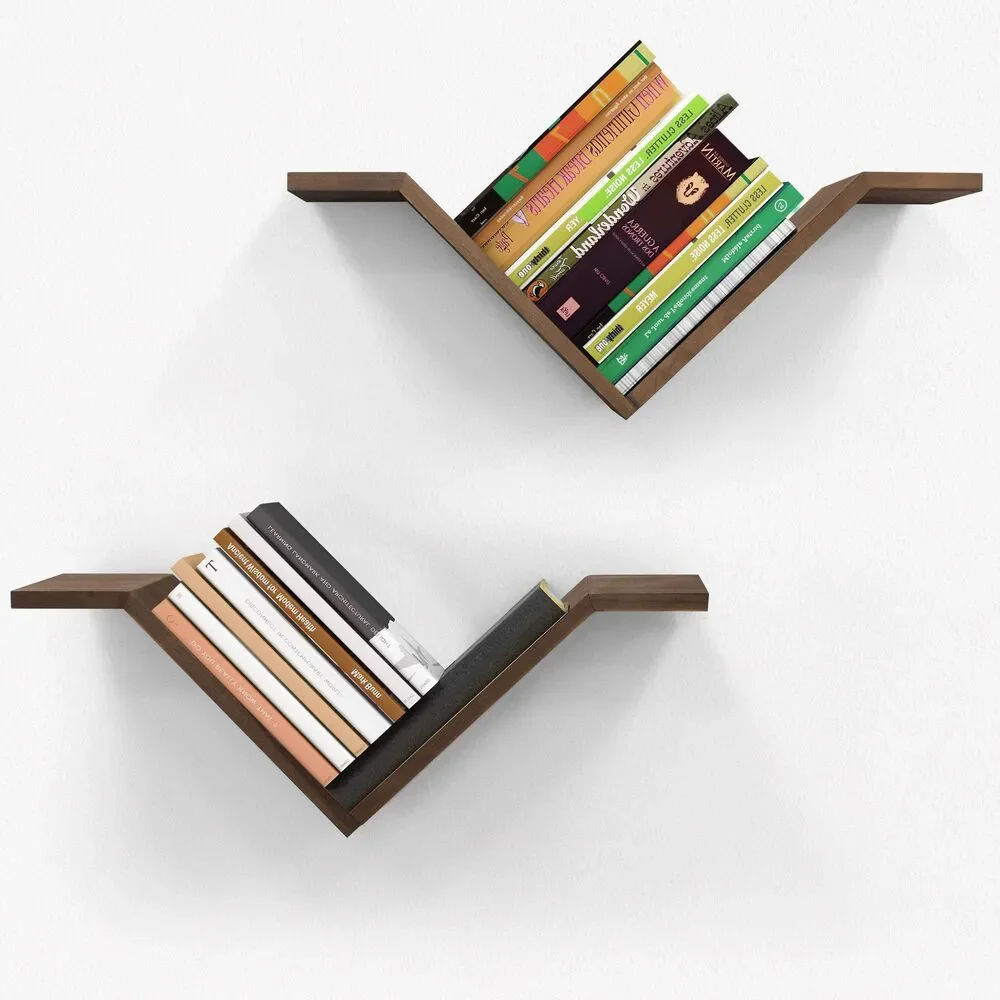 Set of 2, Modern Hanging Bookshelf, Wall Mounted Book Shelves